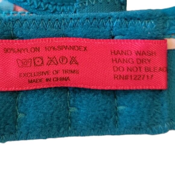 Youmita Sport Turquoise Floral Padded Active Tech Bra Size 38 D - Picture 6 of 8